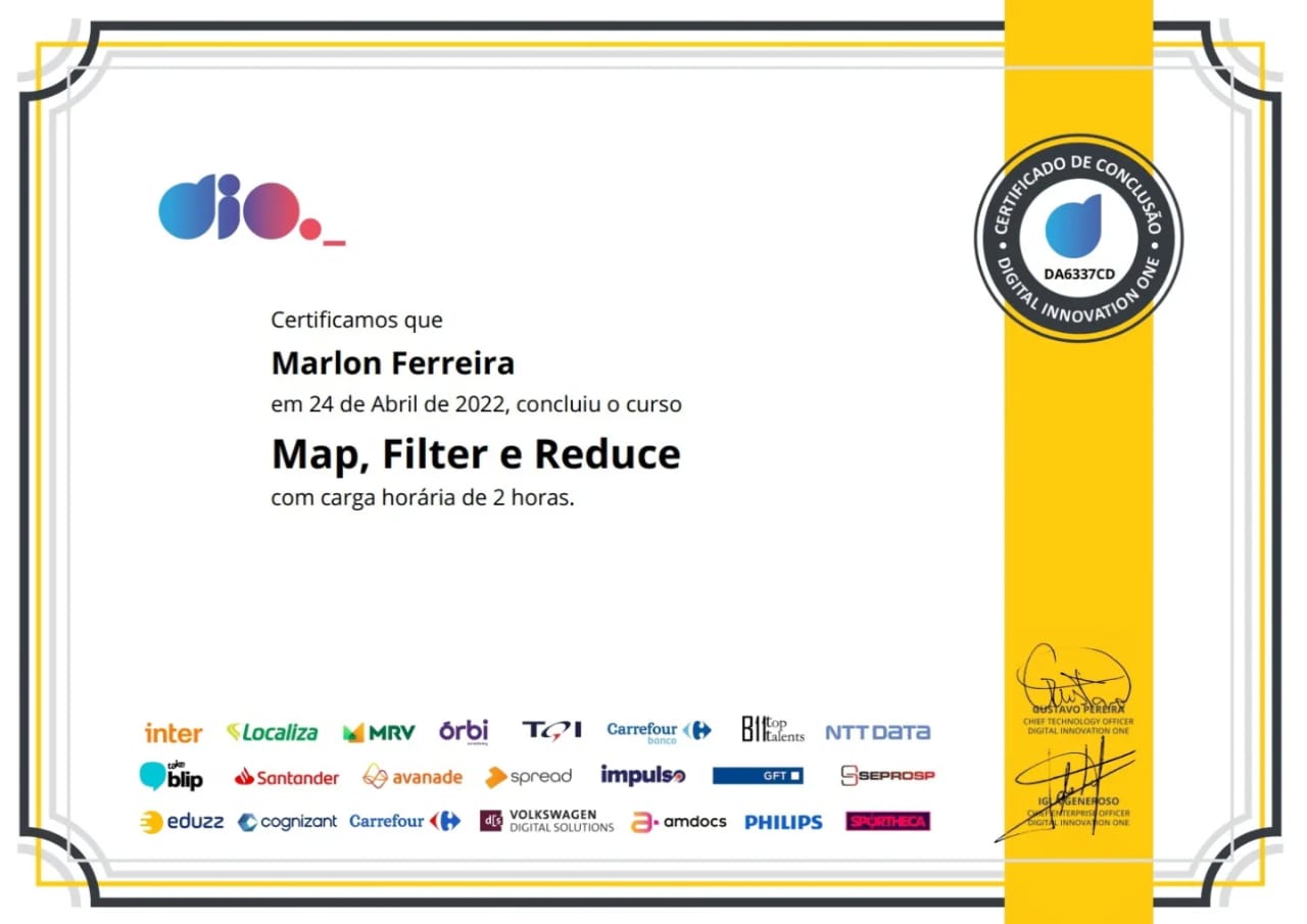Map, Filter e Reduce