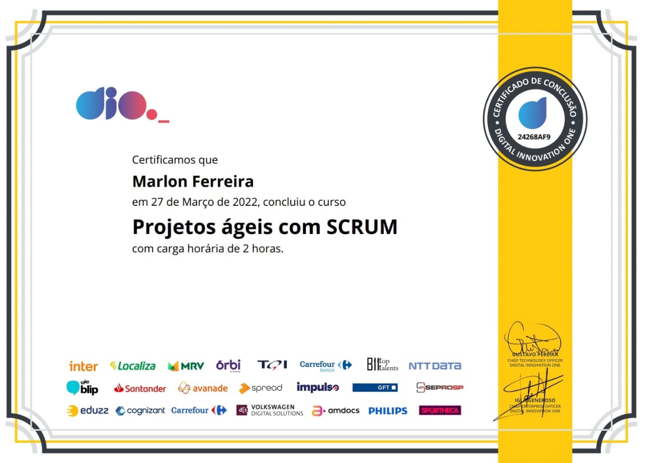 Projetos ágeis com SCRUM