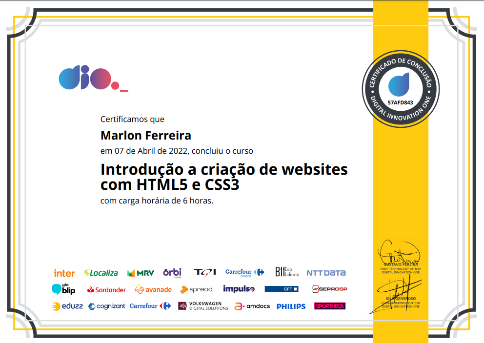 Introdução a Criação de Websites com HTML5 e CSS3